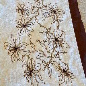 Pillow Shams (set of 2) White + Brown Floral Embroidered 100% Cotton